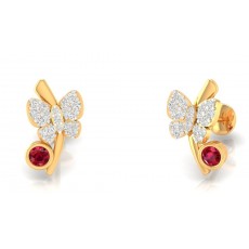 Butterfly Red Stone Stud